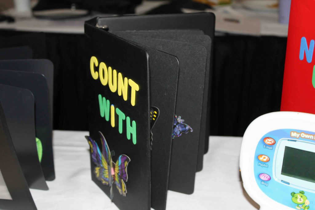 Display of a tactual book for counting with butterflies